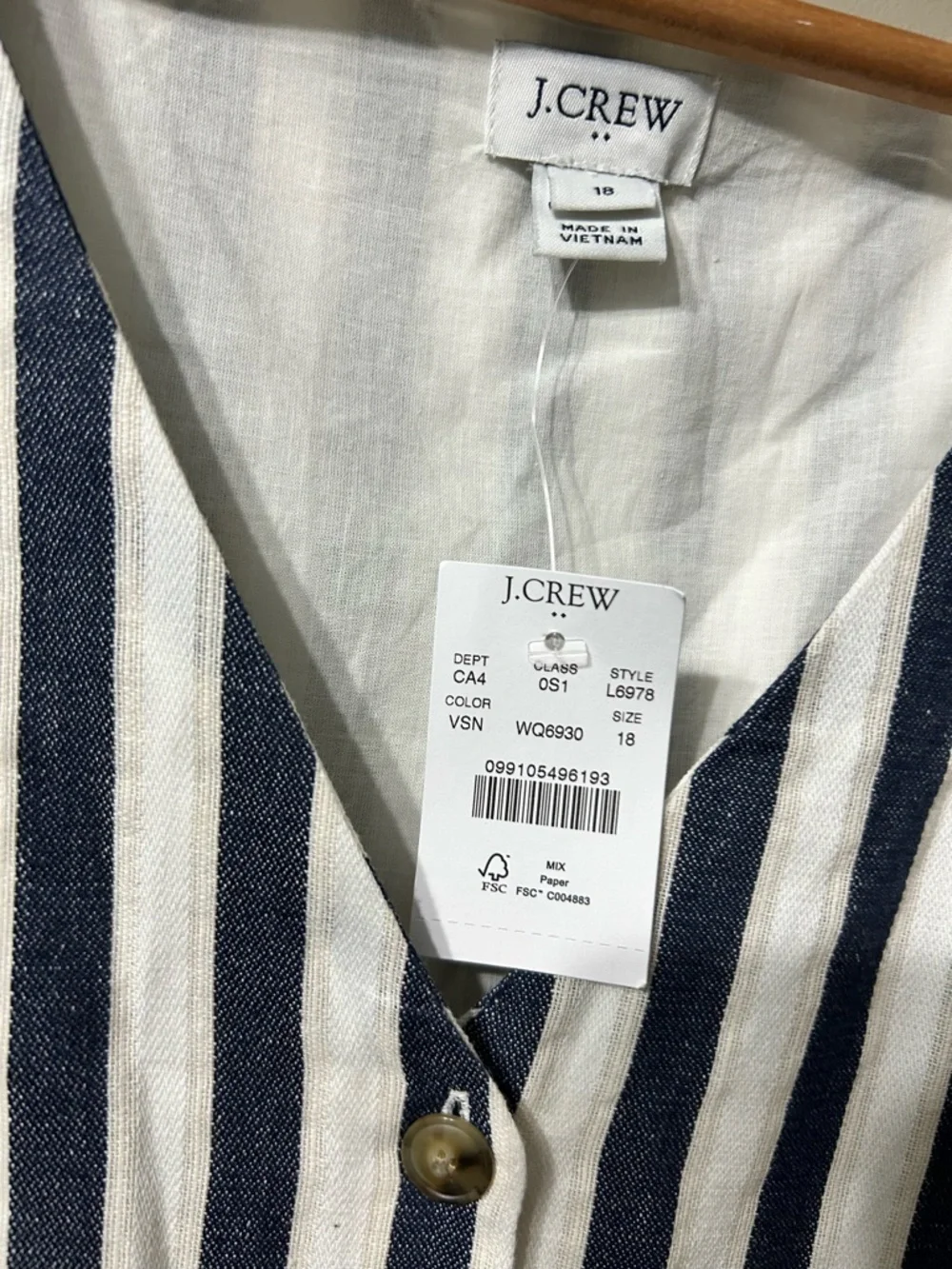 J. Crew sleeveless button